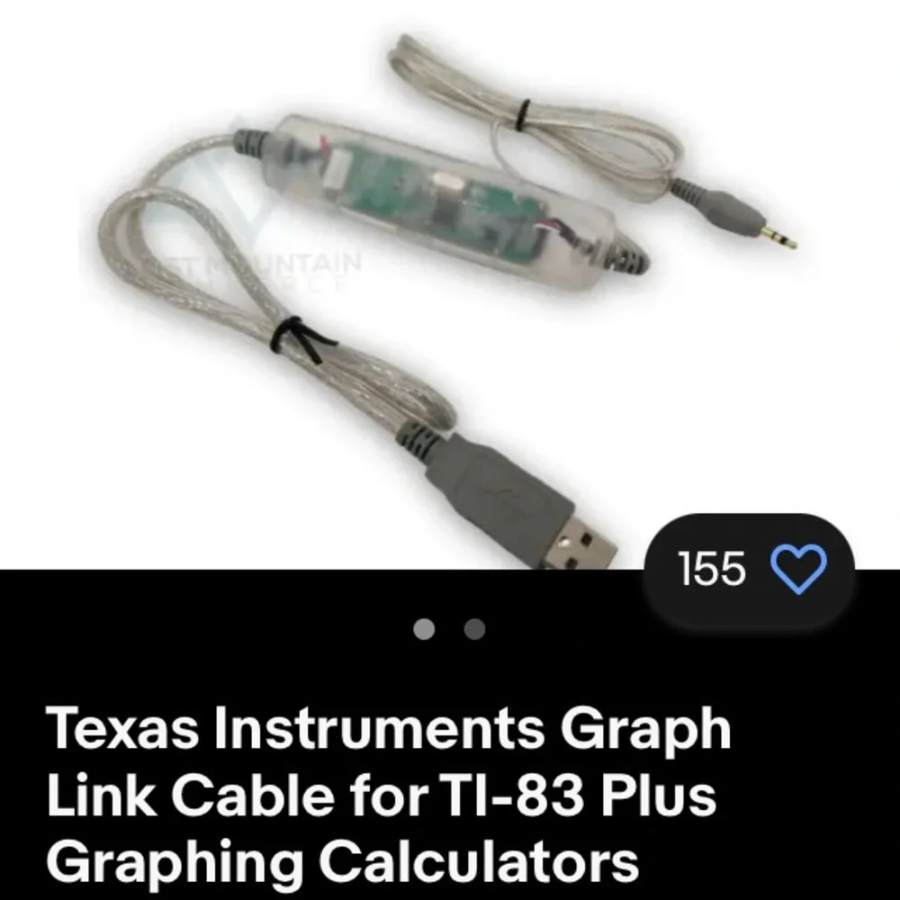 Texas Instruments Graph Data Link & USB Cable Set TI-83 Plus Graphing Calculator